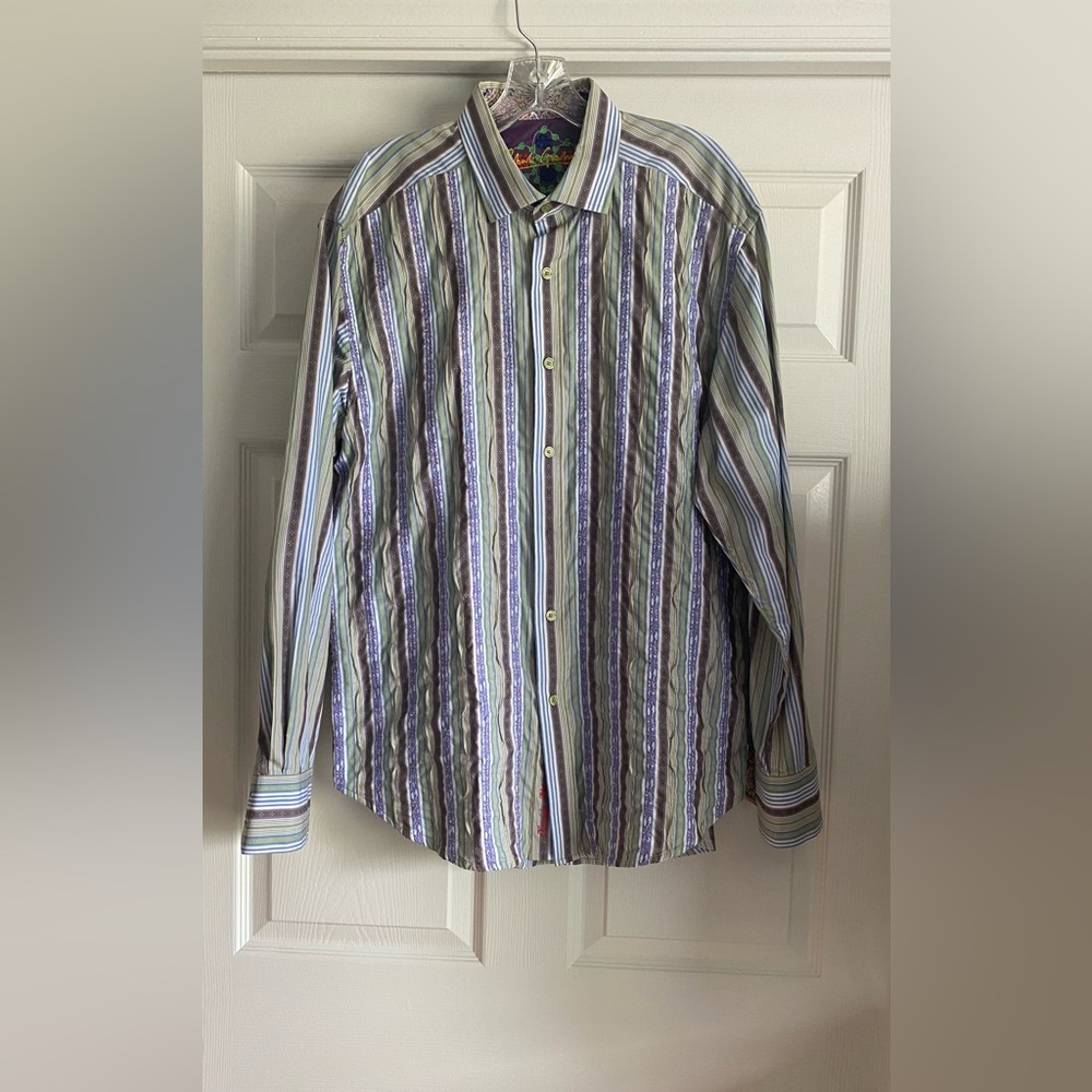 Robert Graham mens button  down with contrast cuff and collar XL